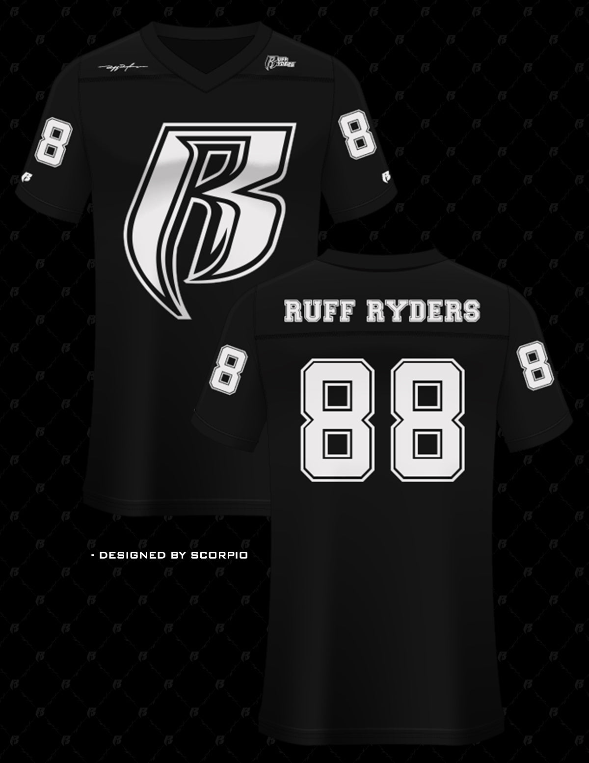 Black Ruff Ryders Reflective Football Jersey