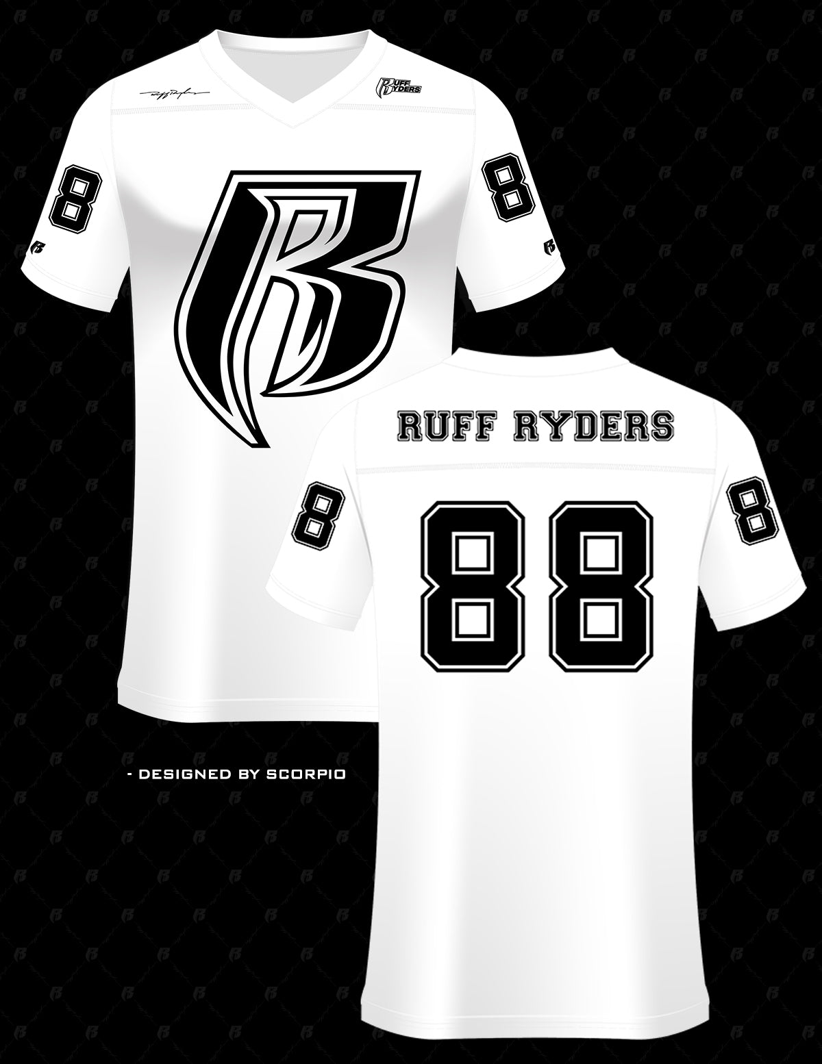 White Ruff Ryders Reflective Football Jersey
