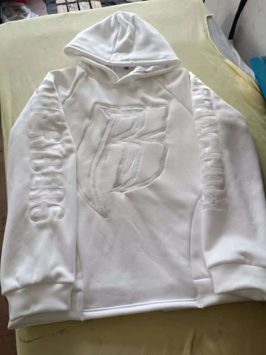BLKRR White Embroidered Hoodie